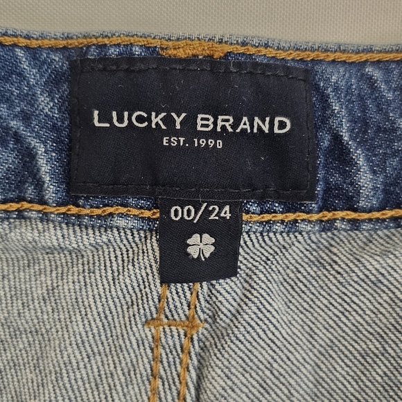 Lucky Brand Embroidered Distressed High Rise Denim Shorts Size 00 / 24 - Picture 9 of 13